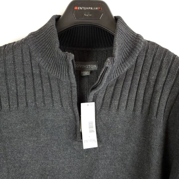 Covington Sweater Men XL Pullover 1/4 Zip Black Heather Knit Dadcore Grandpacore - Picture 8 of 16